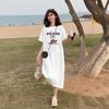 2026 new summer short-sleeved dress Korean casual lazy style t-shirt skirt loose large size knee-length dress