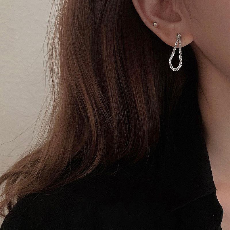 925 Sterling Silver Gypsophila Sparkling Drop Earrings Temperament Women Ear Line Long Earrings Fashion Jewelry for Wedding Gift