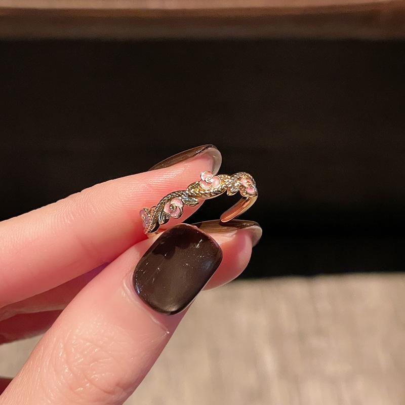 French Retro Exquisite Enamel Dripping Butterfly Series Open Ring Women S Medieval Sweet And Cool Niche High-End Ring Adjustable opening