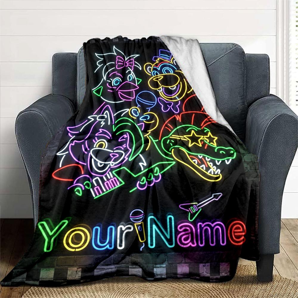 Name Custom FNAF Print Flannel Blanket High Quality Warm Comfortable Cover for All Seasons Perfect for Gifts Home Decor