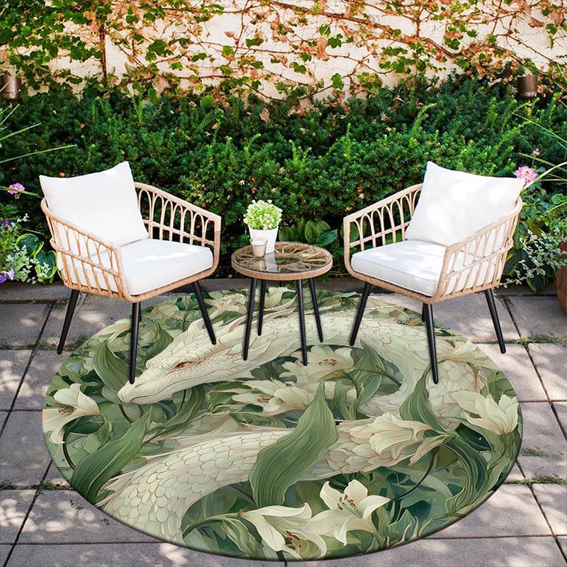 Snakes & Green Dragons Pattern Round rug,Carpet Rug for Living Room Bedroom Playroom ,Non-slip Floor Mat,Holiday Gifts and Birthday Gifts.
