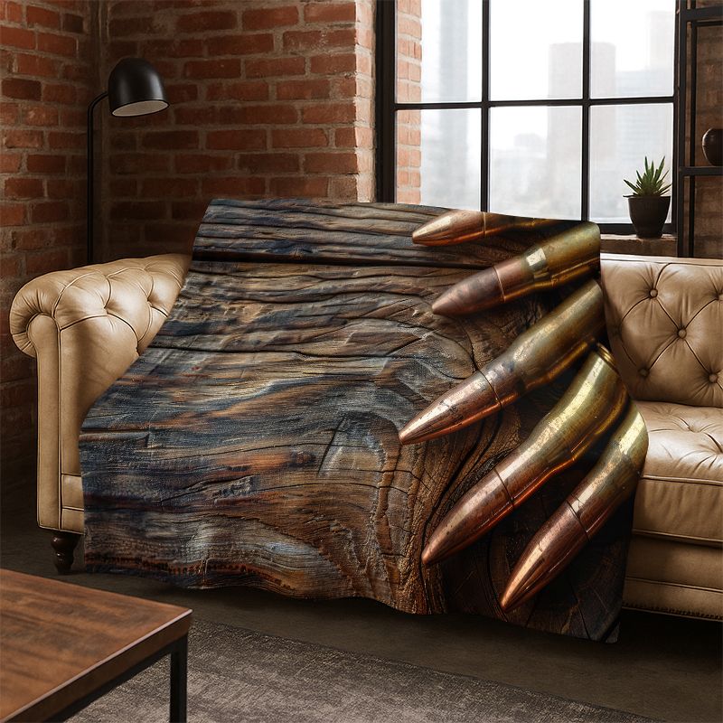 Gun Pistol Ammunition Bullet Cartridge Flannel Blanket Soft Warm Throw Blanket for Bedroom Living Room Bed Travel Camping Picnic