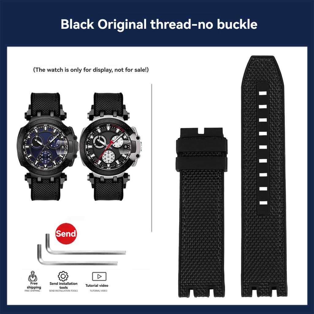 22mm High Quality Nylon Canvas Strap For Tissot MotoGP T-Sport Racing Series T115.417 T115.427A Rubber Bottom Watchband Bracelet