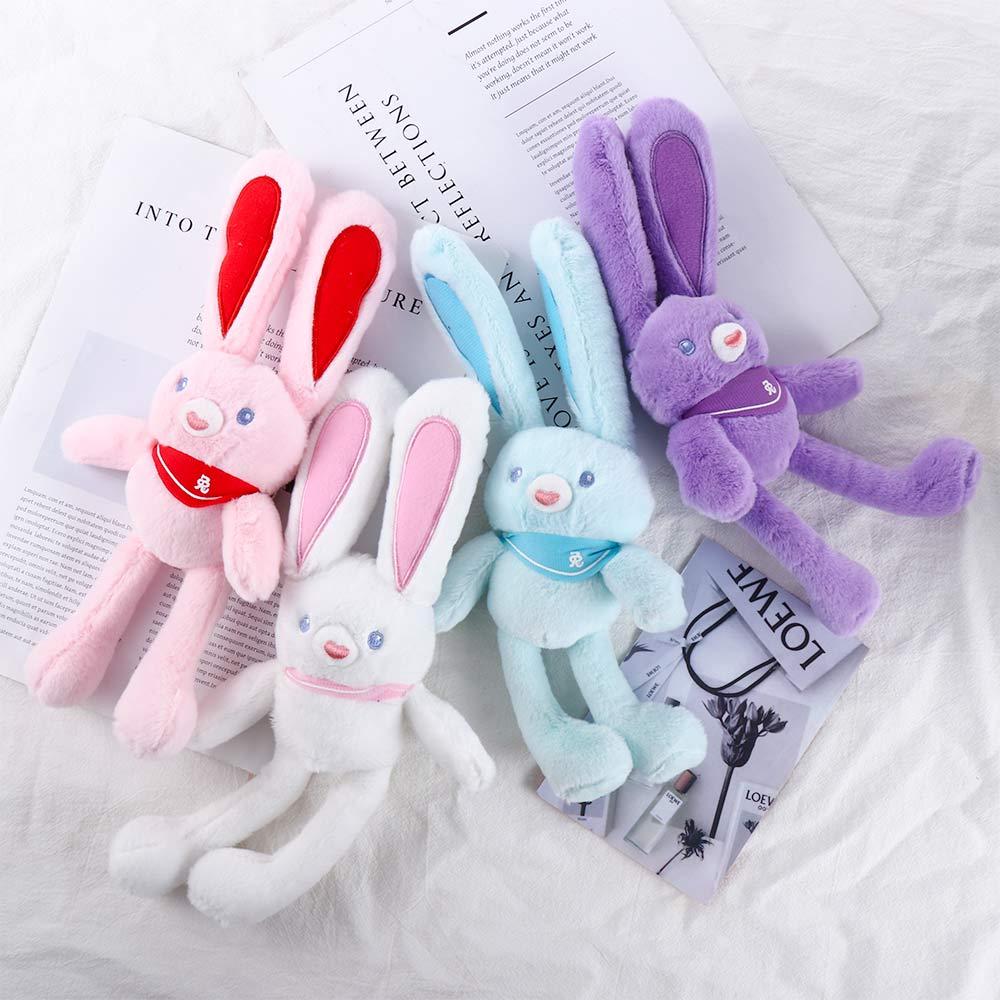 Pulling Rabbit Keyring Plush Rabbit Keychain Stuffed Animal Toys Key Chain Pulling Rabbit Plush Toy