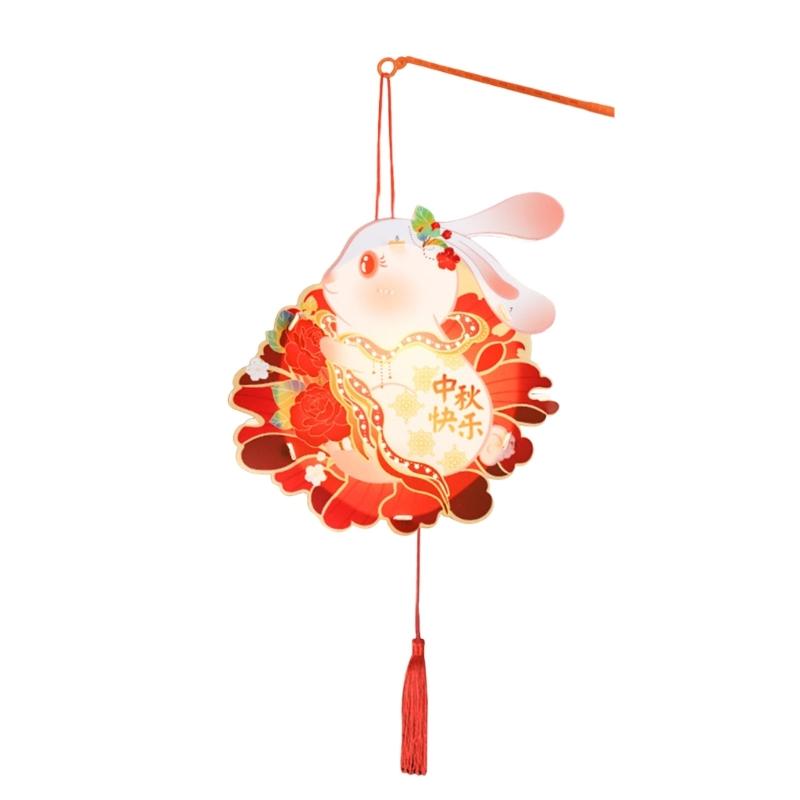 Handmade Florals Paper Lamp Set Traditional Chinese Craft Supplies LED Projection Portable for Chinese Festival