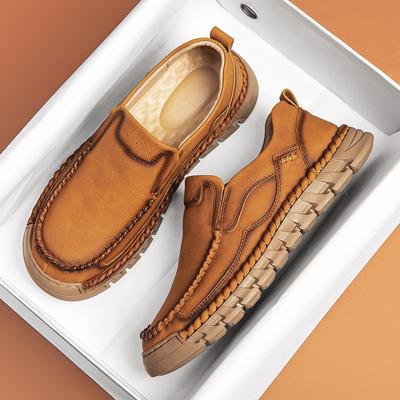 Fashion Large Size Loafers Hand-stitched Leather Shoes 2024 New Autumn Men's Foot Set Casual Shoes Genuine Leather Men Shoes