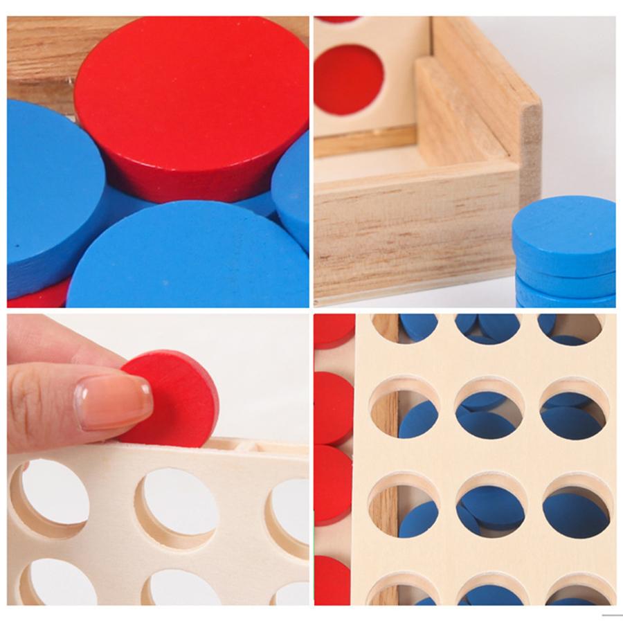 New Wooden Boxed Four-connected Chess Four-piece Tabletop Game Early Education Educational Toys Intellectual Games Montessori