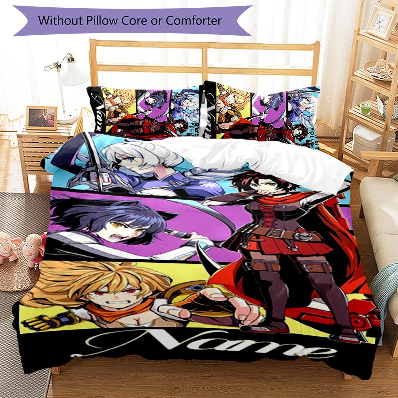 3pcs Custom Name RWBY Volume Bedding Set Duvet Cover Closure Includes 1 Duvet Cover & 2 Pillowcases for All Seasons Bedroom Decor