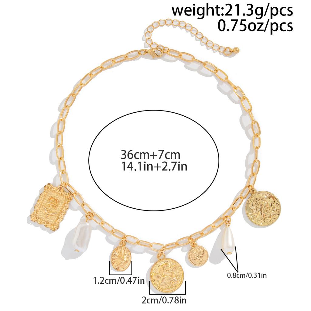 IngeSight.Z Luxury Retro Angel Rose Relief Pendant Choker Necklace Woman Temperament Gold Color Collarbone Female Party Jewelry