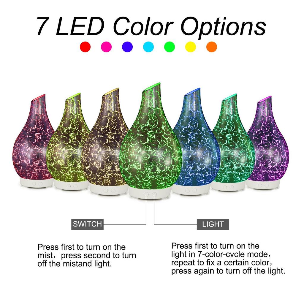 Creative Seven-Color Glass Aroma Lamp for Home and Office