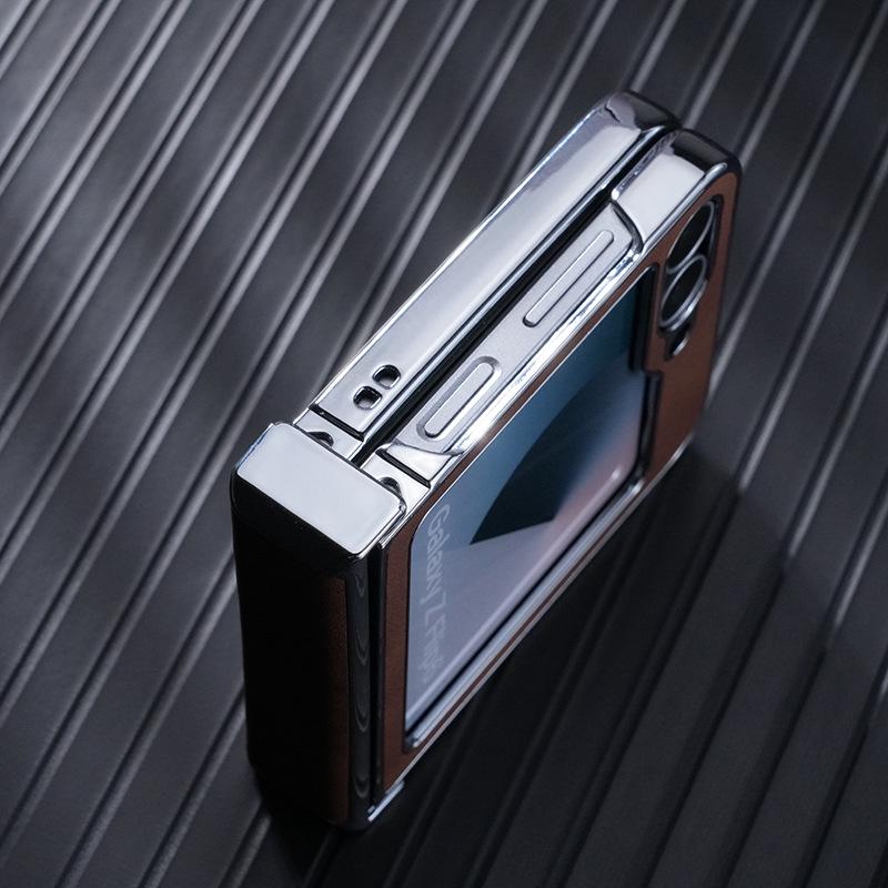 Magnetic Leather Textured Phone Case for Samsung Z-Flip7/Z-Flip6