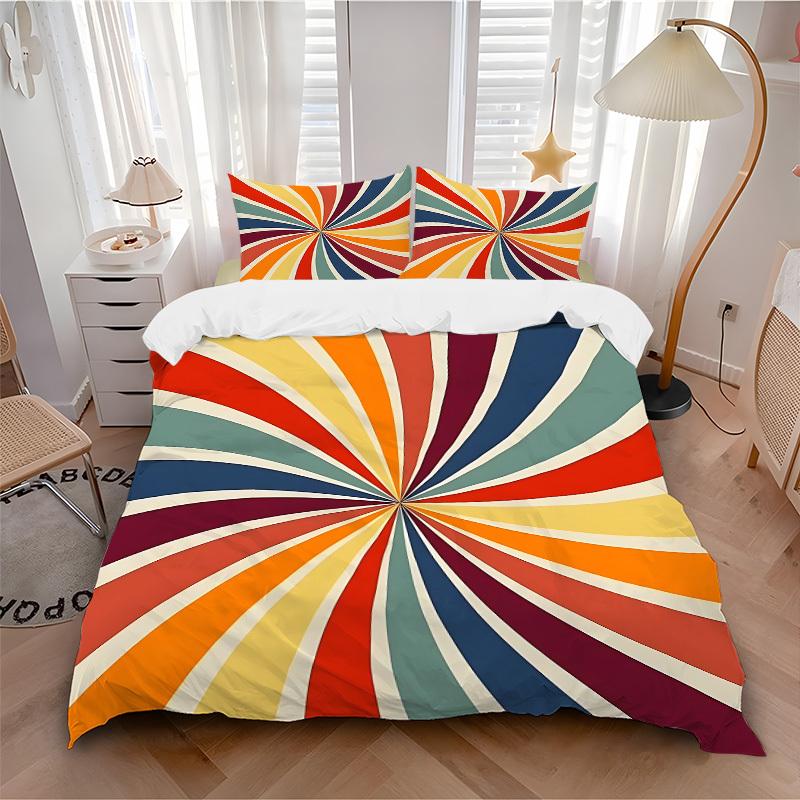 

3pc Sunburst Pattern Cover Set - 1 Quilt Cover + 2 Pillowcases, All Seasons Bedroom Setting, Perfect for Home082 135x200cm
