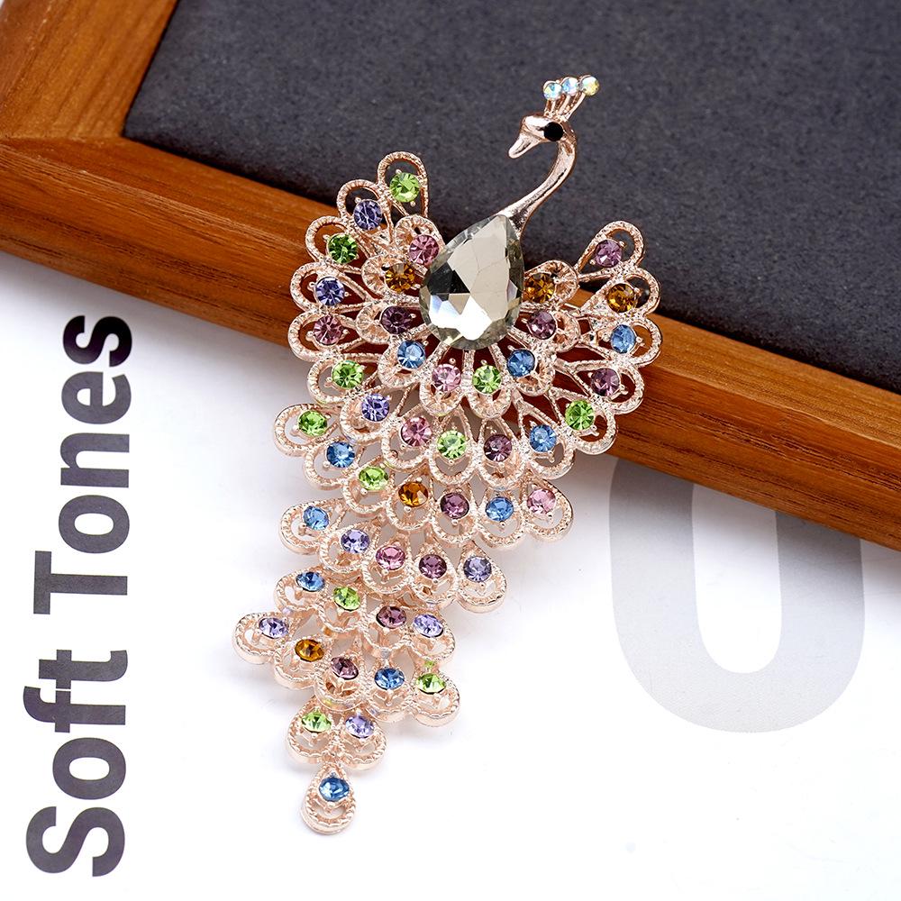 

Роскошная хрустальная брошь «Павлин»: Модный значок в юго-восточном азиатском стиле для женщин