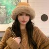 Autumn and winter thickened plush hat women's plush bucket hat curled edge cold-proof elegant windproof warm ear protection Mongolian basin hat