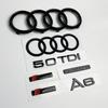 For Audi 4Ring Logo ABS Black Car Hood Front Grill Emblem Rear Trunk Badge A6 Quattro Sline 50TDI  Emblem Car Accessories