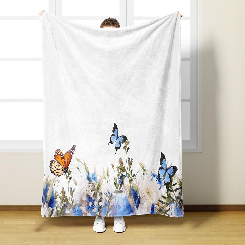 

Attractive Butterfly digitalprinted polyester Bedroom velvet flannel soft sofa cover blanket Fleece soft sofa cover blankets 75x100cm