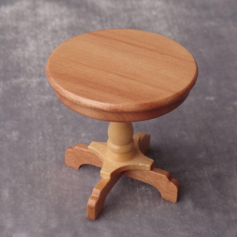 1:12 Dollhouse Mini Furniture: Pure White and Rosewood Round Coffee Table