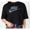 Nike Sportswear Icon Classic Logo Print Drawstring Cropped Short Sleeve T-Shirt Women Tops Black CJ2276-010