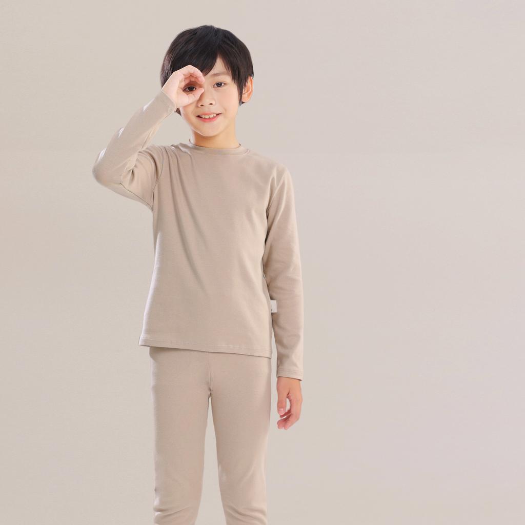 Autumn Kids Basic Pajamas Sets Soild Cotton Warm Toddler Boys Girls Sleepwear Suit Long Sleeve Homewear Children Clothing