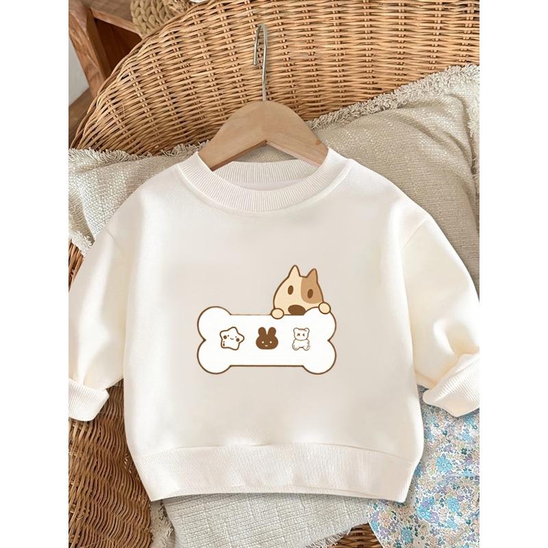 Kids Sweatshirt Cute Print Pattern Easy Sweet Baby Spring Lightweight Round Neck Sweatshirt