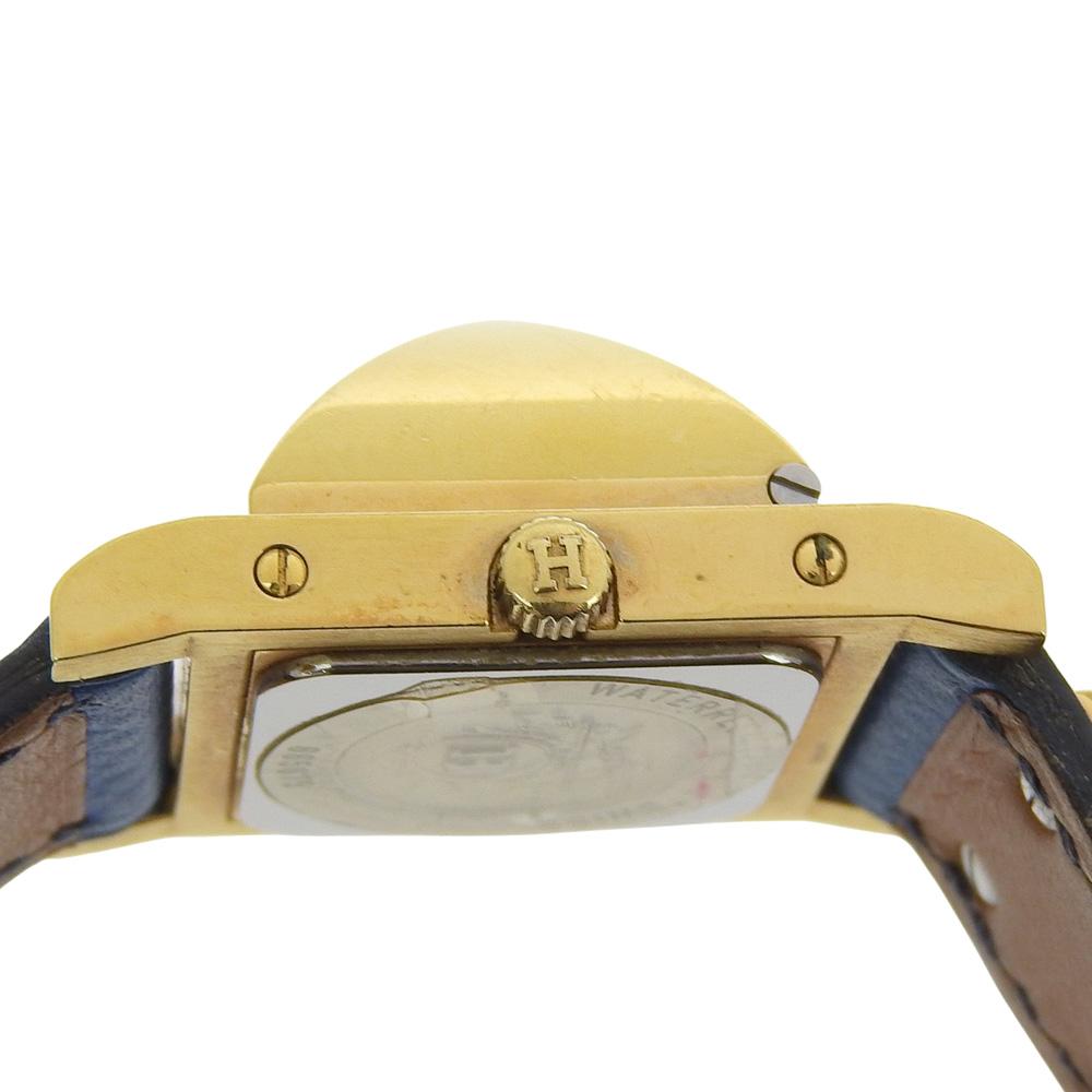 HERMES Medor Watches WhiteDial Plated Gold/leather Quartz Analog display mens Used