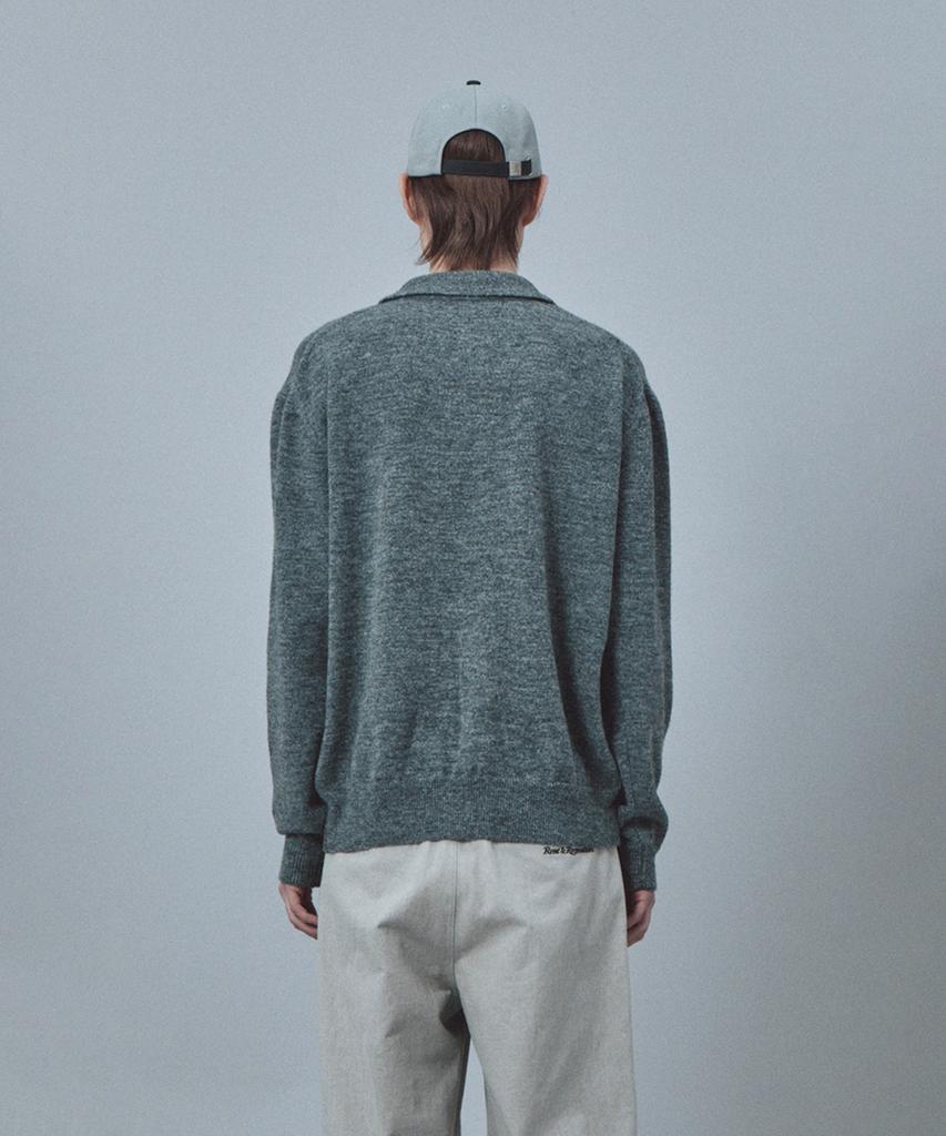 REST&RECREATION Wool Polo Knit Top - Charcoal