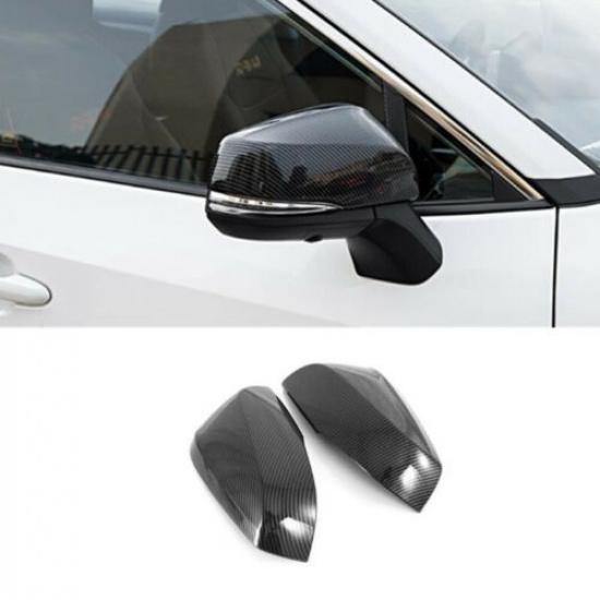 For Toyota RAV4 2019-2024 Carbon Fiber 2PCS Side Rearview Mirror Cap Cover Trim