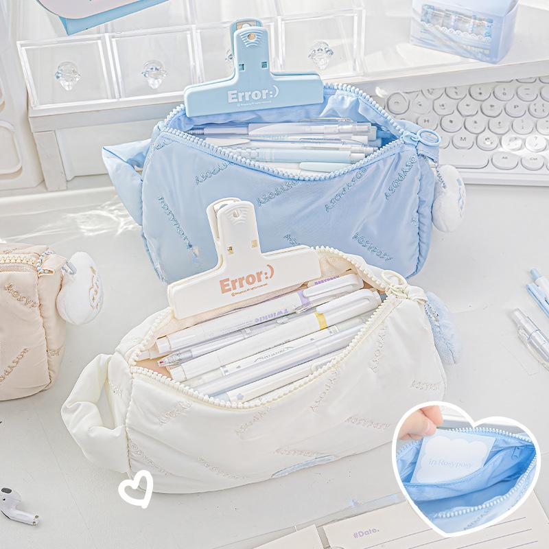 Jednobarevné pouzdro na tužky pro děti Jednoduchost Korejská móda Sáček na tužky Měkká látka Vysokokapacitní taška na uložení psacích potřeb Student