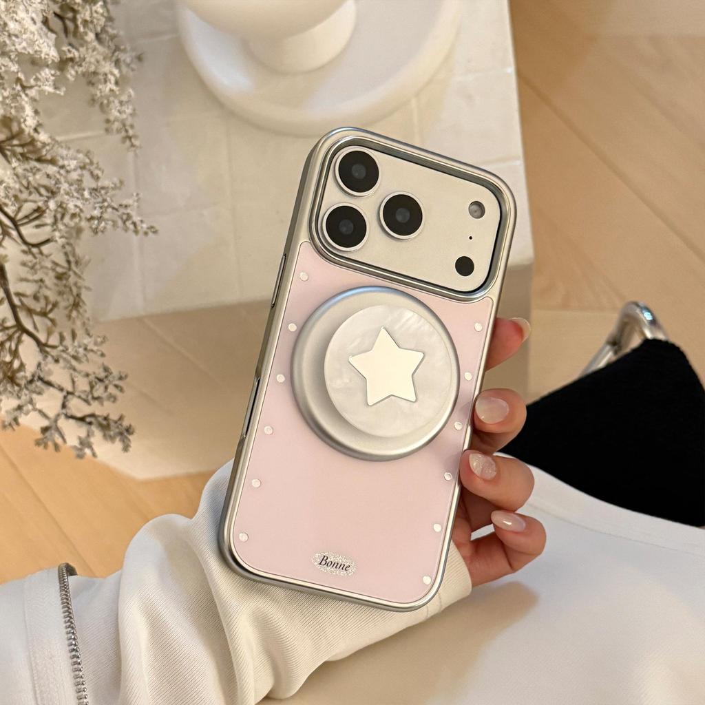 Creative Silver Star Stand Phone Case for iPhone 16, iPhone 17, and iPhone 17 Pro Max