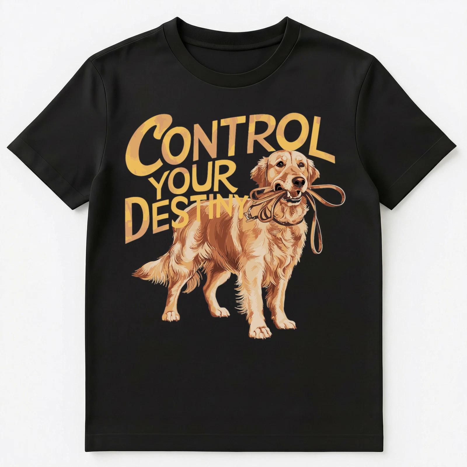 Funny Retriever Dog Control Your Destiny Leash In Mouth Unisex T-Shirt 3XL