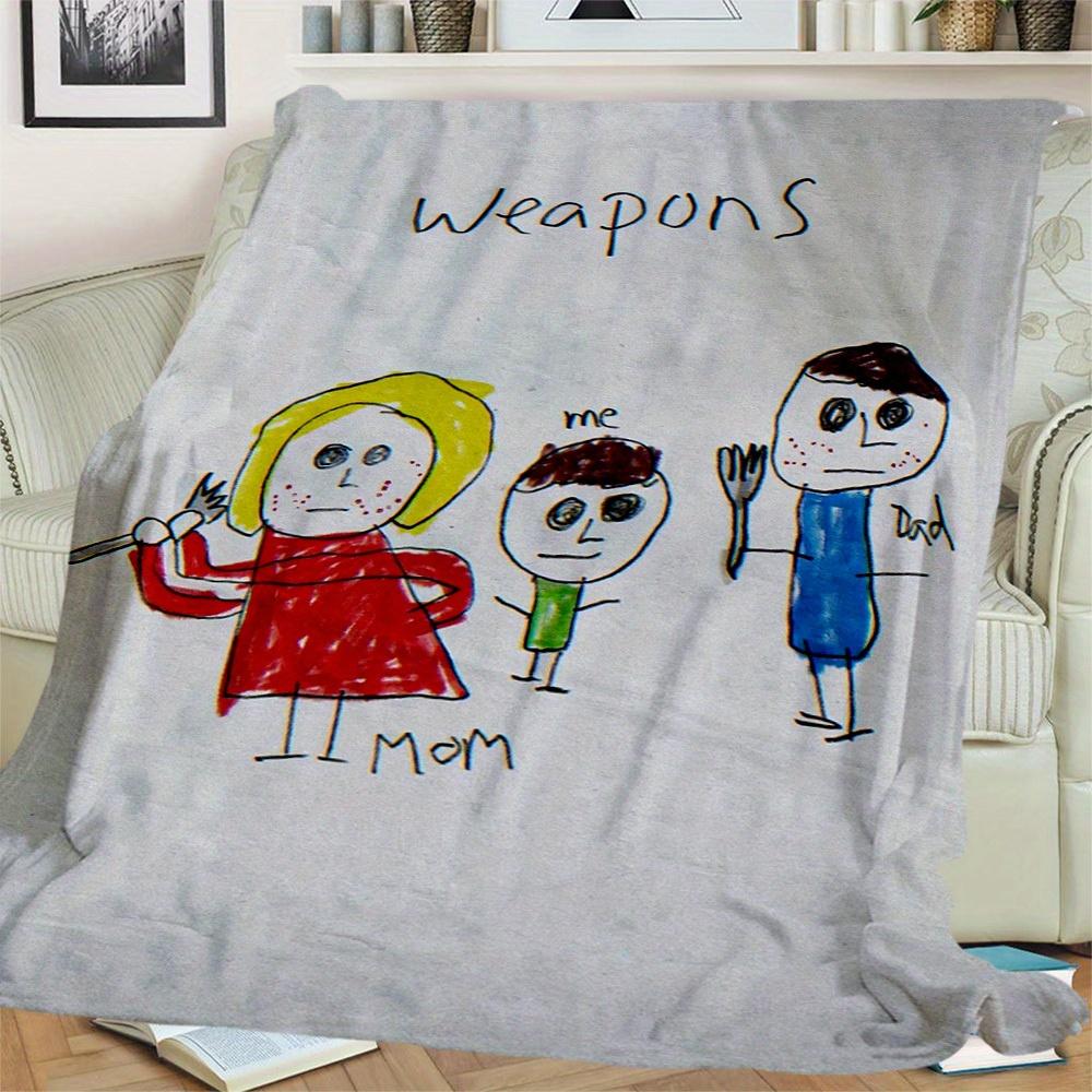 1Pc Weapons Family Print Flannel Blanket, High quality Digital Printing, Comfortable for All Seasons, Home DecorGifts821004