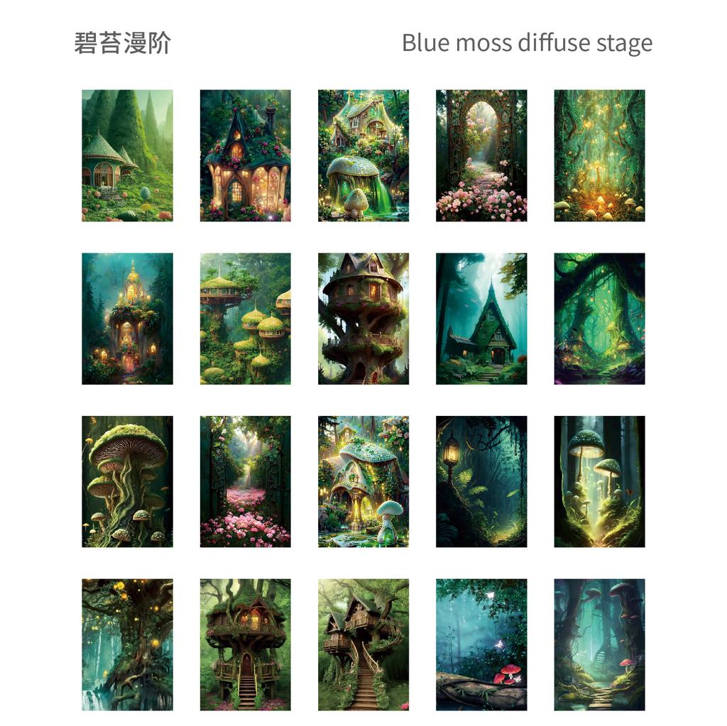 20 pcs Dream forest material paper plant pattern decorative hand ledger material paste the bottom message Junk Journal Supplies