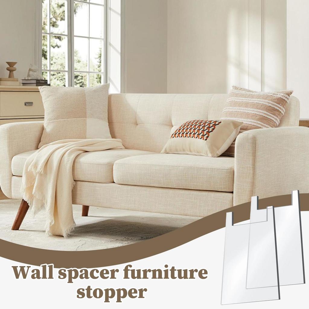 2 Pieces Clear Acrylic Bumper Couch Wall Spacer Furniture Wall Spacer Wall Protector Bed Wall Spacer for Prevents Fire Risks