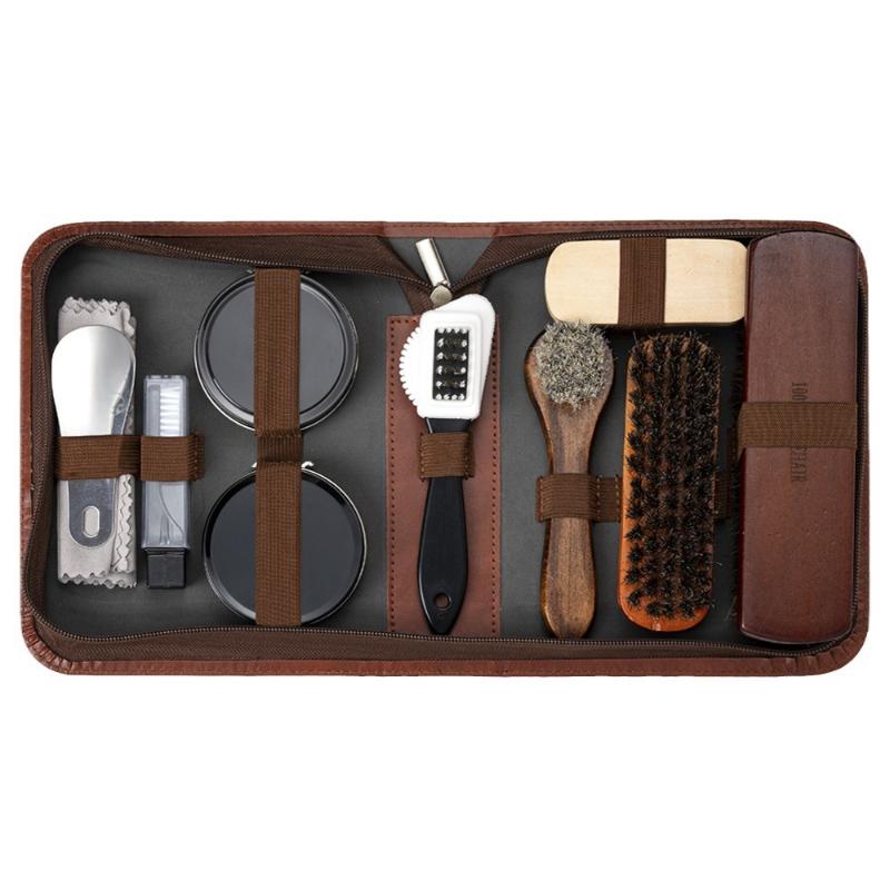 Horse Hair Brush Leather Shoe Wax Set,maintenance Oil Leather Jacket Care,shoe Polish,car Interior Maintenance Tool11 Piece Set.
