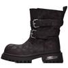 European Goods 2025 Autumn New Thick-soled Heightening Locomotive Martin Boots Women's Leather Retro Mid-tube Western Knight Boots