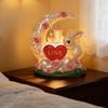 Easter Bunny Night Light Cute Bunny Moon Heart Table Lamp Resin Bedside Lamp for Kids Room Nursery Bedroom Decor