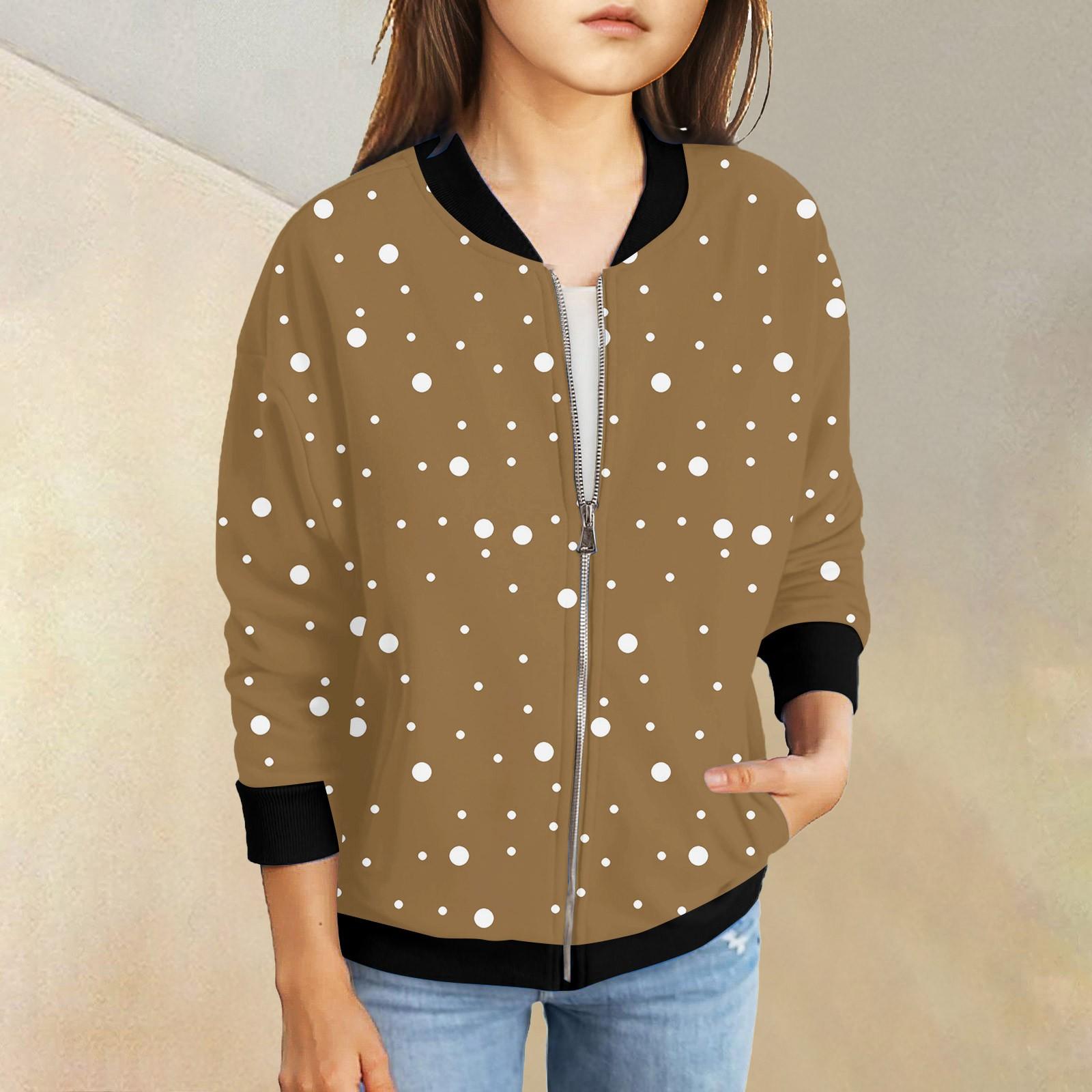 

Куртки на блискавці для дівчаток, дитячі осінні світшоти з довгими рукавами, верхній одяг із кишенями 5-15 років 140