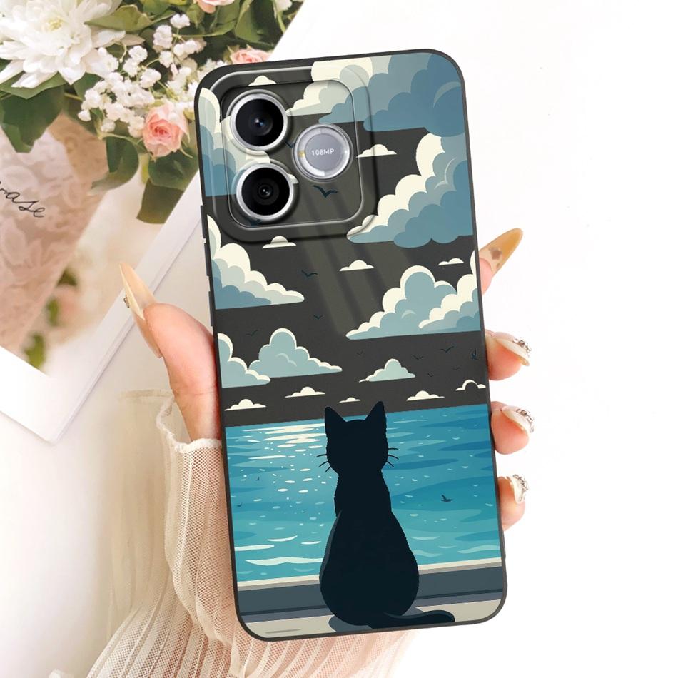 For Honor 600 Lite 5G Honor600 Cute Cat Flower Cartoon Phone Case For Honor 600 600Lite Soft Silicone Covers Bumpers