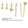 5 Pcs Women Earrings Set Sparkling Rhinestone Flower Butterfly Chain Hoop Earrings Gold Plated Cubic Zirconia Dangling Earrings for Prom Wedding