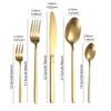 30 SZTUK Zestawy Złotej Zastawy Stołowej Sztućce ze Stali Nierdzewnej Nóż Widelec do Herbaty Łyżeczka do Kawy Sztućce Można Myć w Zmywarce Zastawa Stołowa do Obiadu Kuchnia Zastawa Stołowa