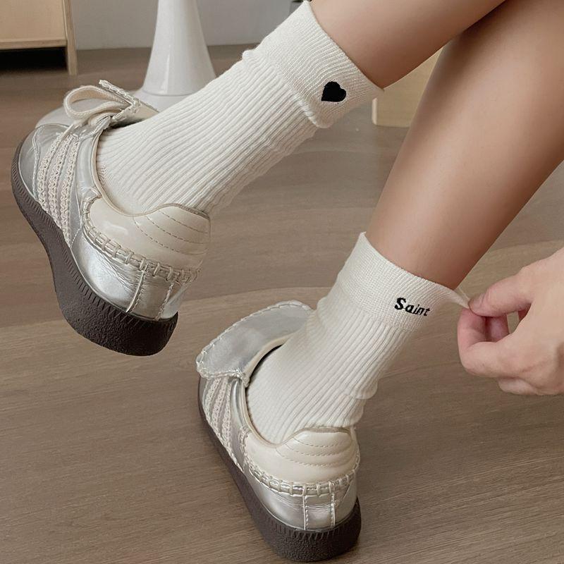 Newcomer Special: Miyard Autumn Cute Heart Embroidered Long Tube Scrunched Socks