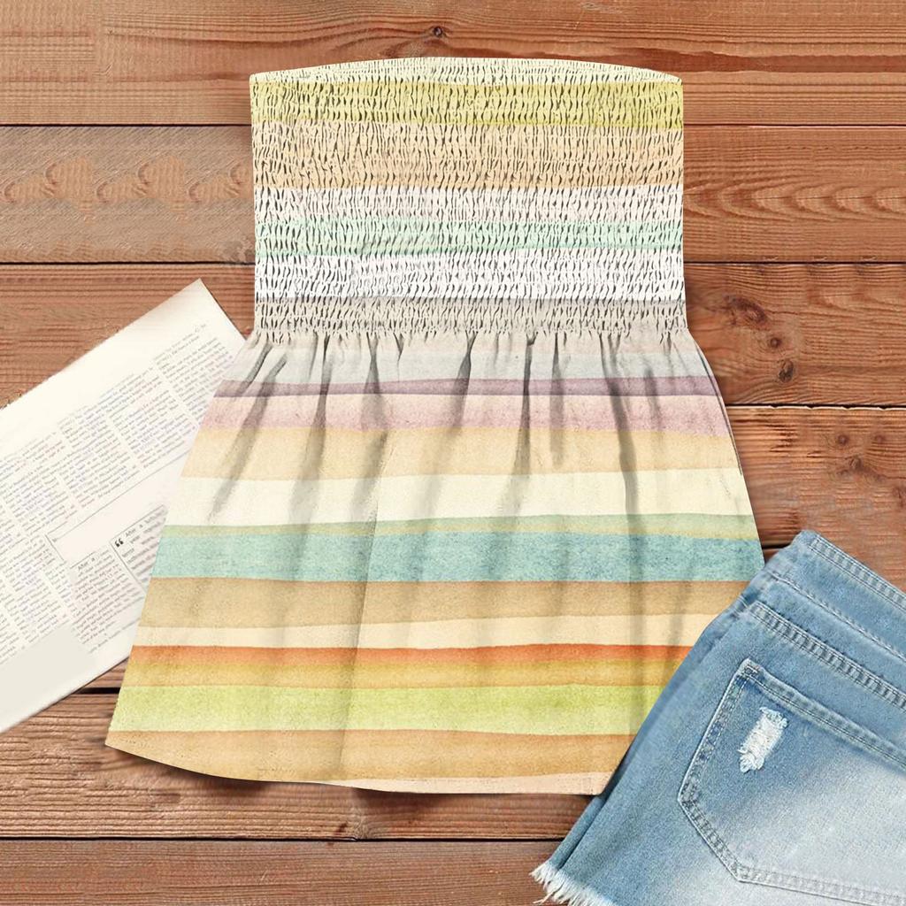 Tube Tops For Women,Cute Sexy Off Shoulder  Print Sleeveless T-Shirt