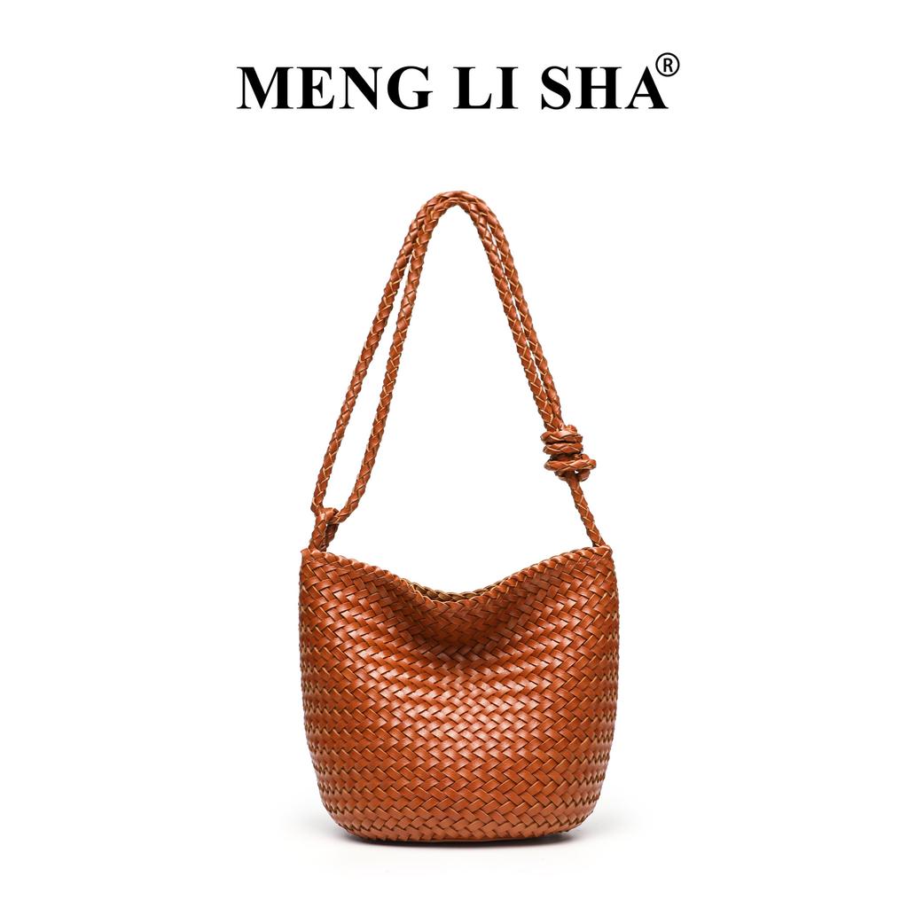 Spring and Summer New Vintage High-end Woven Hand-held Bucket Bag, Fashionable and Trendy Single Shoulder Crossbody Vegetable Basket Bag