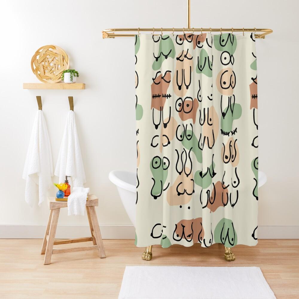 Rideau de douche Sexy Boobs Sein Féminin Féministe Motif Sein Sans Couture Rideaux de Salle de Bain Polyester Écran de Salle de Bain Avec Crochets