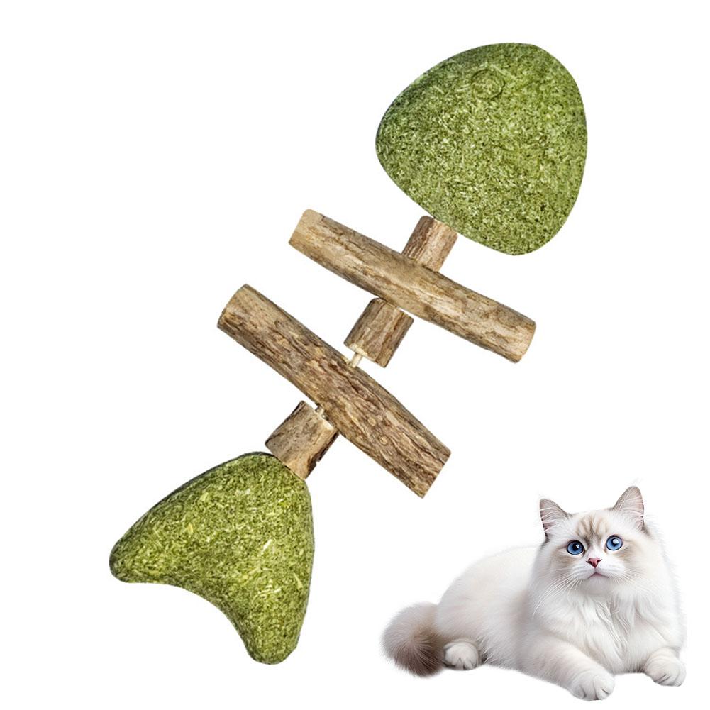 Natural Catnip Toy Interactive Chewing Catnip Fish Bone For Indoor Cats, Catnip Molar Toy Cats Wooden Tooth Cleaning Chew Sticks