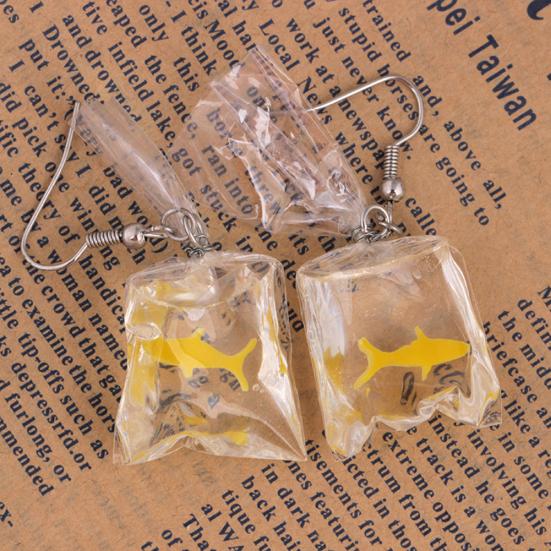 Funny Goldfish Water Bag Shape Dangle Hook Earrings Charm Women Jewelry Gift