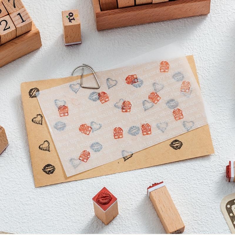 Planner Journal Seal Set with Wooden Tray, 8 Piece Paper Printing Tool for Scrapbook Work, Diary Use, and Label Tasks
