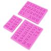 3Pcs Alphanumeric Silicone Mold Making Uppercase Lowercase for DIY Cake Clay Chocolate Pink