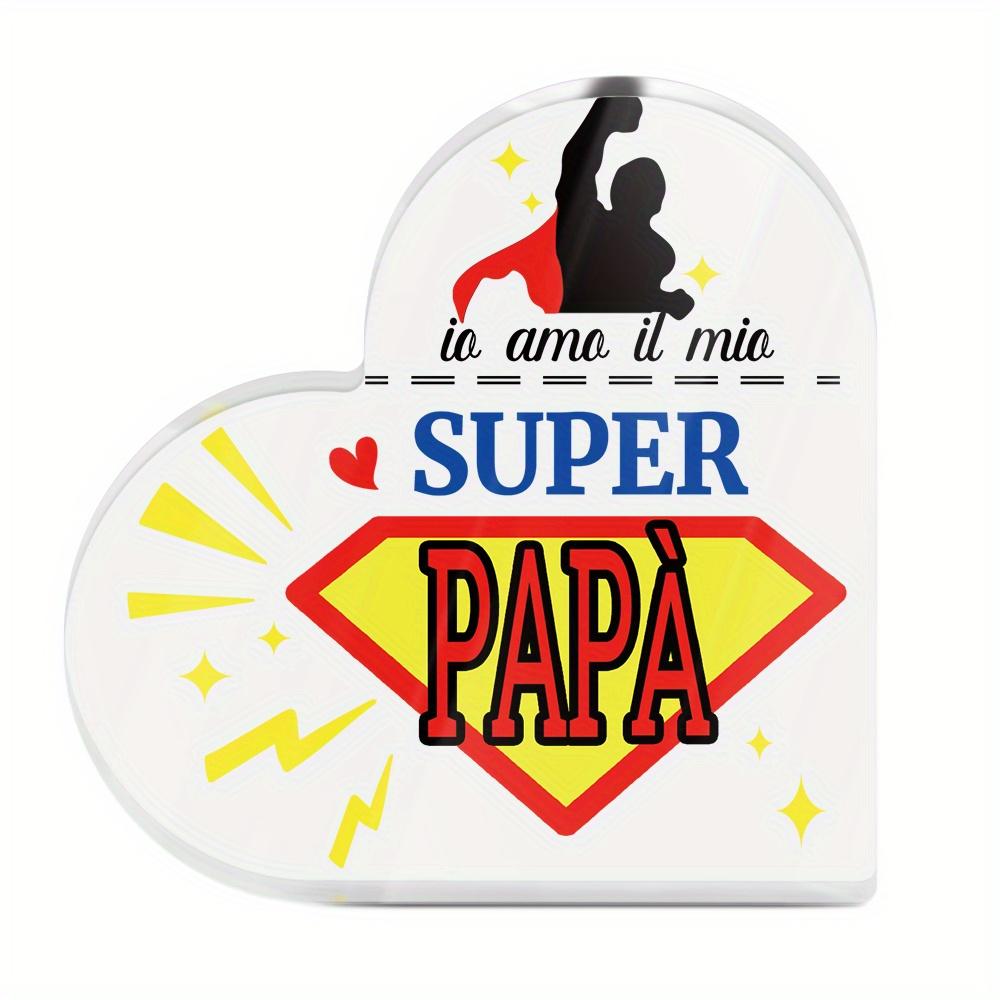 1pc Italian Heart-Shaped Acrylic Sign Table Decor,  I Love My SUPER DAD,   Desktop Decoration for Home Farmhouse Living Room, Father s Day Gift 10*10cm