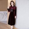Elegant Hand-Painted Retro Cheongsam Dress: Fashionable, Comfortable, Breathable, Slim-Fit with Stand-Up Collar for Mothers.